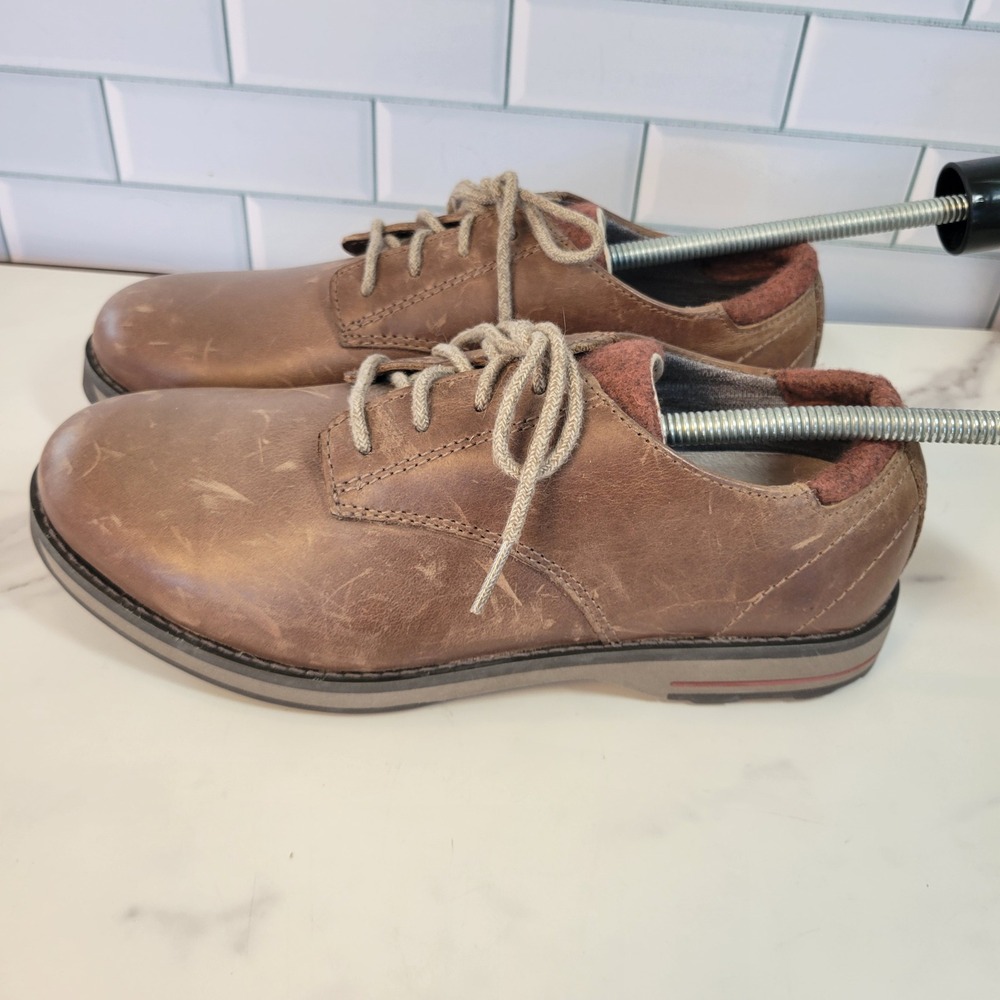 LL Bean Womens 7.5 Wide Brown Leather Oxford Shoes Lace Up Casual Distressed